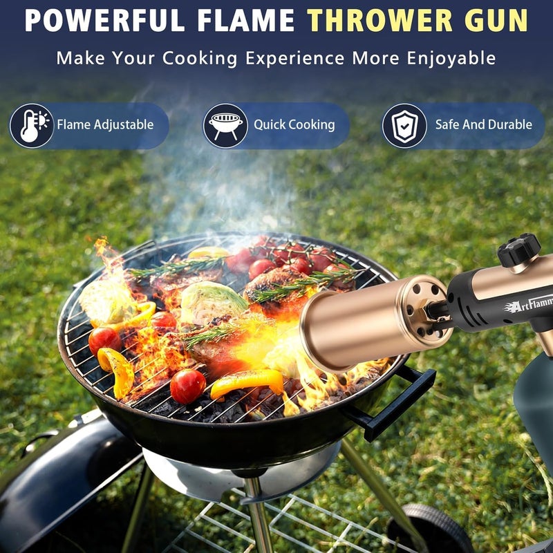 ARTFLAMM Propane Torch with Turbo Mode, Flamethrower Gun with Safety Lock, Blow Torch Gun for Cooking, Kitchen Food Torch Head for Grill, Searing Steak, BBQ, Charcoal Lighter(Tank Not Included) - Image 4